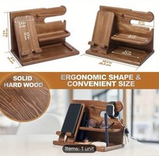 Solid wood Desktop Organizer and Charging Station 