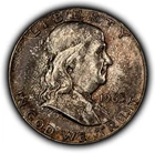 1963 50c Franklin Silver Half Dollar - End Roll Cap Toning - BU - SKU-H3833
