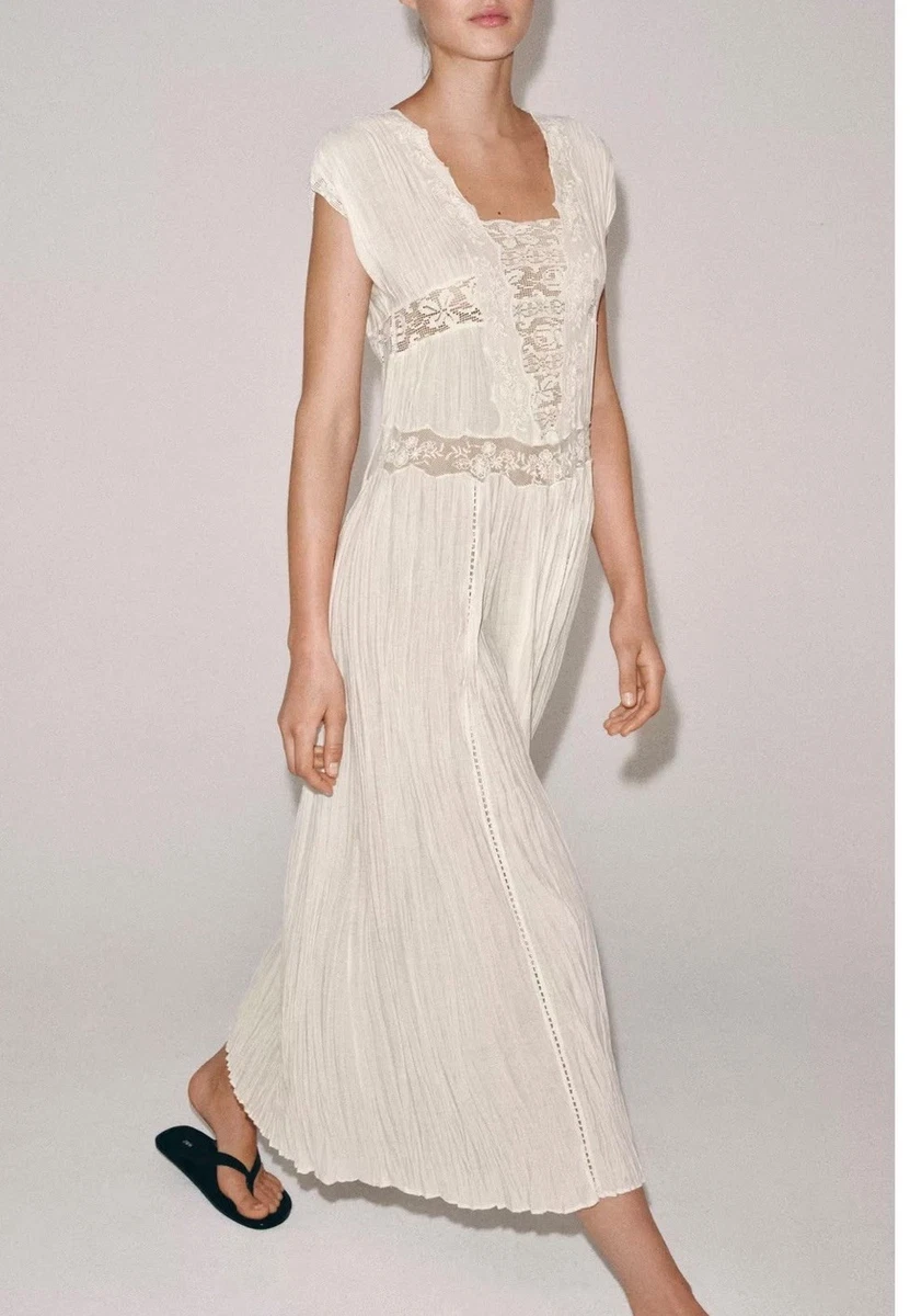 zara pleated dress white ZARA NEW ELEGANT WHITE MINI PLEATED TABS