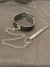 Adult Bondage Neck Collar With Steel Leash Leather Slave Harness Choker BDSM SM