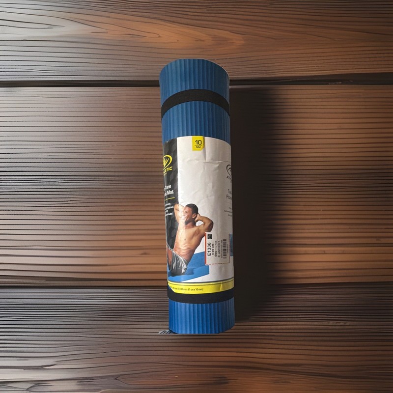 Athletic Works Foam Fitness Mat Blue 24x68 10mm w/ Carry Strap E1336