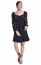 RIXO Girls' Black Multi-Color Polka Dot Puff Sleeve Dress Party Birthday Fun Kid