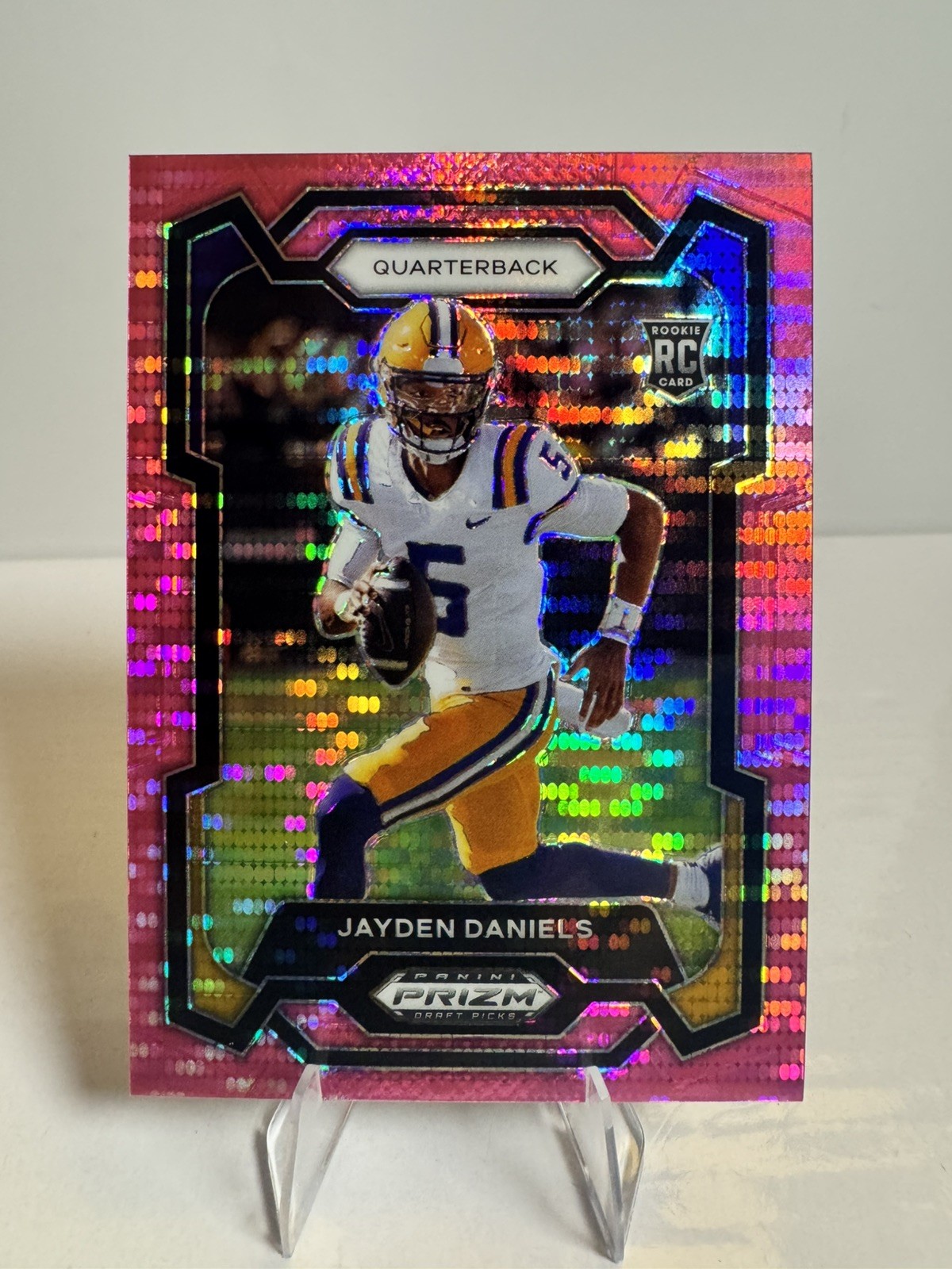 Jayden Daniels 2024 Prizm Draft Picks Neon Pink Pulsar Prizm SSP 15/15 RC