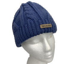 COLUMBIA Omni-Wick Blue Cable Knit Beanie One Size Fleece Lining Warm Women's