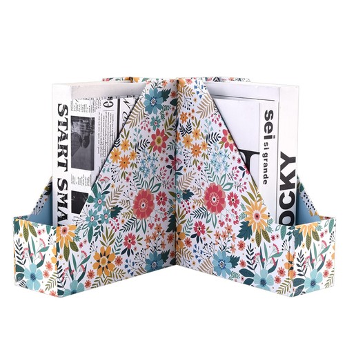 2 Packs Foldable Magazine-File Holder, Seamless Floral Design File-Boxes Desk... - Picture 2 of 8