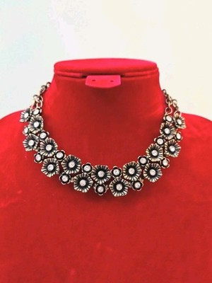 Statement  Layered Brass Tone Rhinestone Necklace Per Una