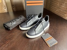 ZEGNA Triple Stitch Dark Blue Nappa Calfskin Sneakers US 5 UK 4 EU 38 Model 2026