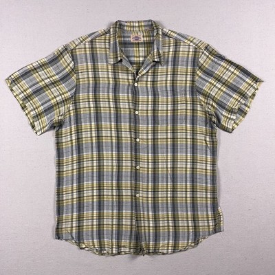 VTG Basco Sportswear Shirt Mens Medium Plaid Loop Collar Rayon Short Sleeve