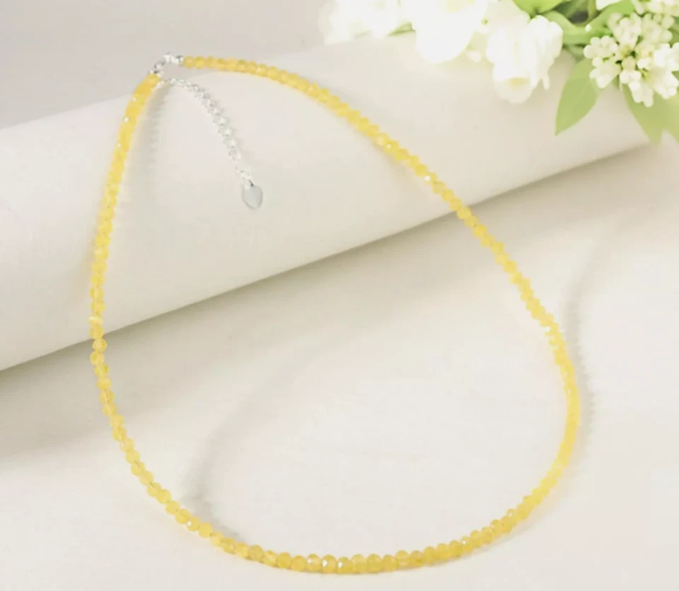 Collar Gargantilla Citrino 2mm Cuentas Facetadas Delicadas Minimalistas Mujeres Joyería Foto 3 de 4