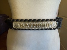 Circle Y Western Leather Belt Mens 32 Silver Raymond Name Plate Silver Braid