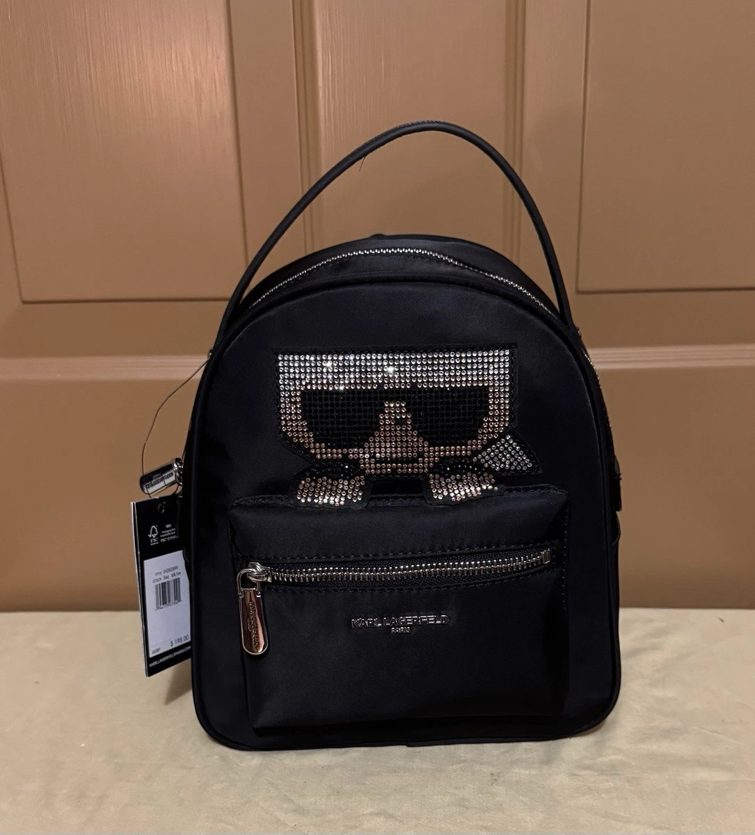 Karl Lagerfeld Paris Black Nylon Backpack Cherry Charm Gold Hardware Karl Lagerfeld Backpack Bags & Handbags for Women | eBay main image 3