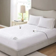 Home Reflections Quilted Heated Mattress Pad Queen Size Dual Control Washable