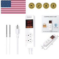 Digital Temperature Controller Dual Probe Reptile Thermostat Controlled Outle...