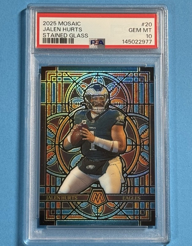 Jalen Hurts Stained Glass SSP Eagles 2025 Panini Mosaic PSA 10