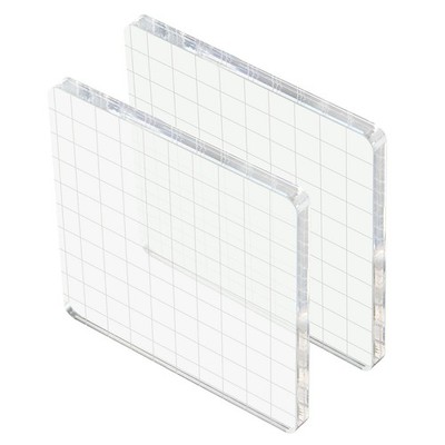 2 Pack Acrylic Stamp Block with Grid Lines Decorative for Daily DIY (4'' x 4'')