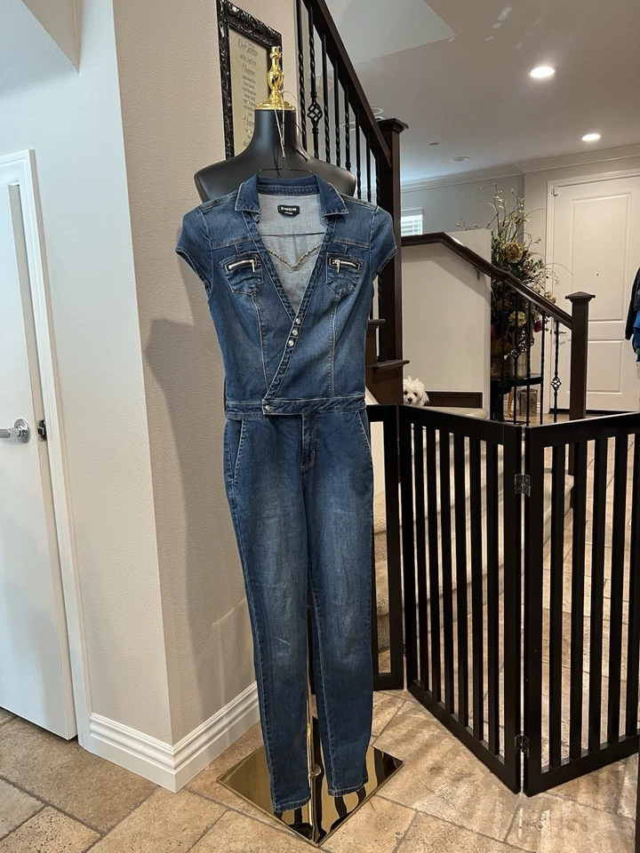 Vintage 2000s Y2K Bebe Distressed Denim Jumpsuit - Image 3 of 4
