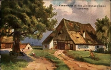 Farmhouse Luneburger Heide Germany vintage postcard f451