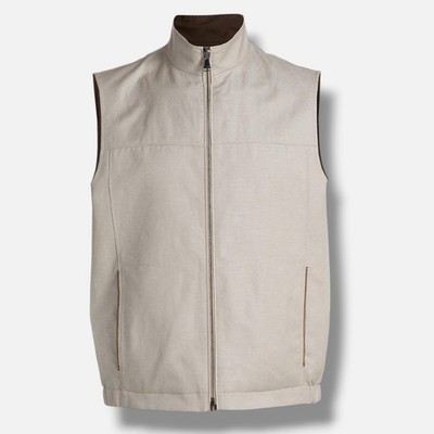 Canali Men's Gray/Brown Reversible Wool Jersey Vest Size 54