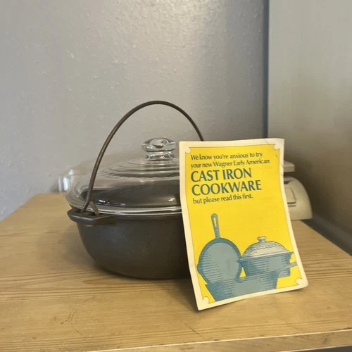 Rare Wagner Ware 2 Qt. Dutch Oven Org. Glass Lid Made In USA