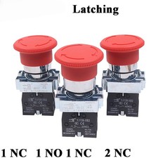 22mm Latching Emergency Stop Locking Mushroom Head Push Button Switch NO / NC
