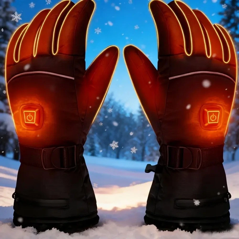 Heated Gloves Electric Rechargeable Battery Hand Warm Windproof Thermal Winter