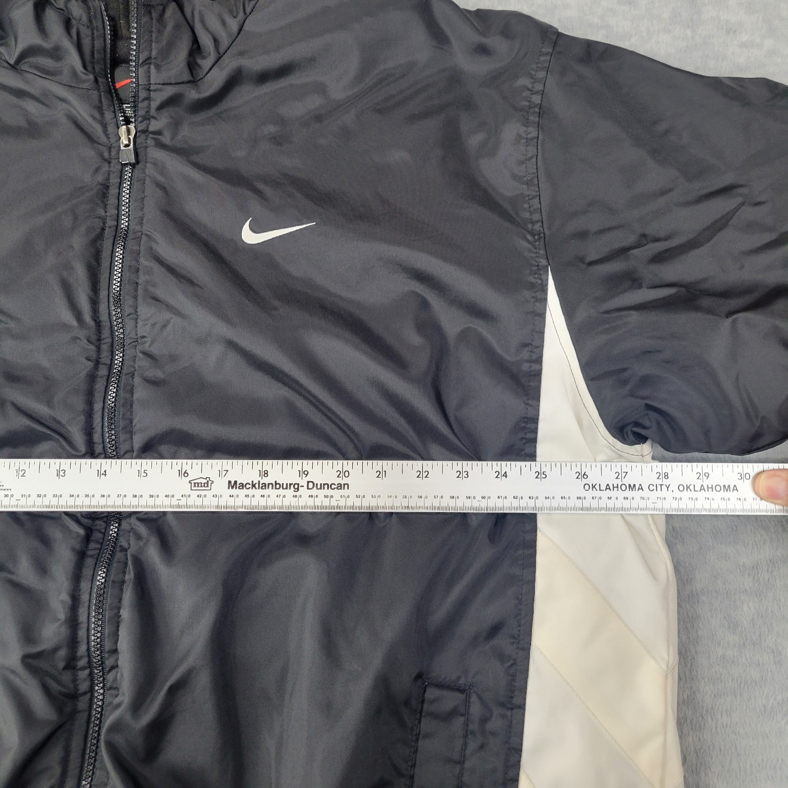Nike Jacket Black/White Polyester Lined Hooded Po… - image 4