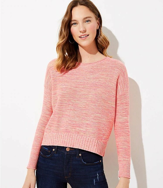 Loft by Ann Taylor Women's Elliptical Hem Sweater Small NWT Pink Multi