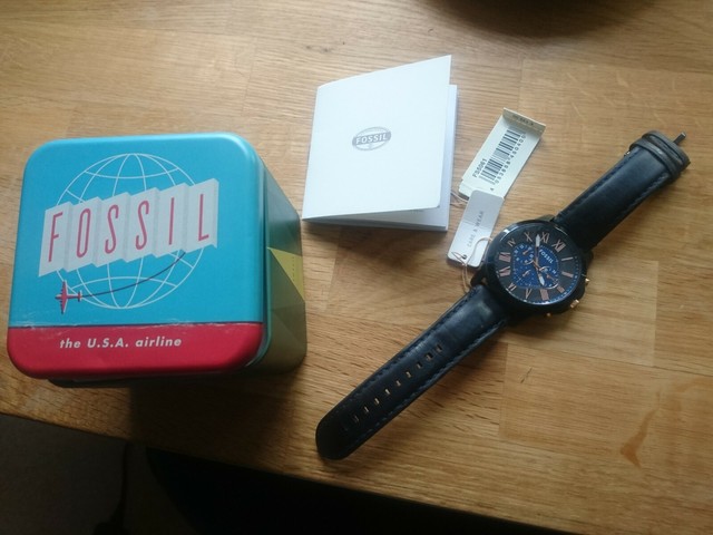 fossil grant chronograph blue