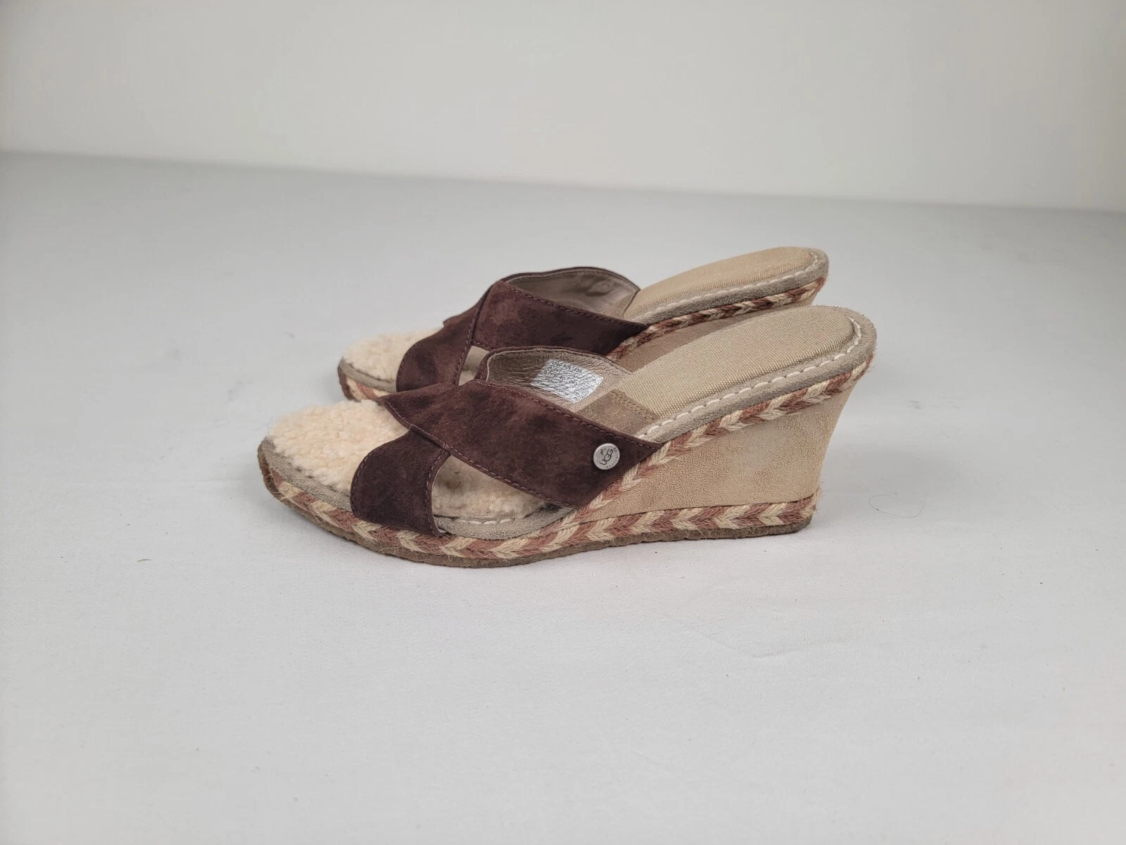 Ugg sandali donna marroni scamosciati 9M zeppa