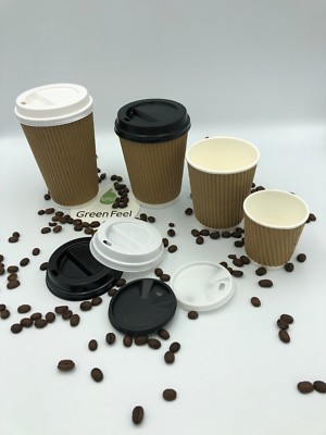 8oz KRAFT RIPPLE TRIPLE WALL PAPER CUPS Disposable Coffee Hot Drinks ...