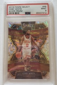 PSA 9 2019-2020 SELECT SCOPE PRIZM COBY WHITE ROOKIE CARD #48 RC Chicago Bulls 