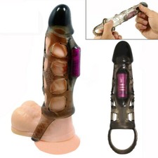 Vibrating Penis Cock Ring Enhancer Realistic Dildo Sleeve for Men Couple Sex Toy