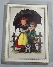 RETRO KITCH 1950S MINATURE PICTURE BY HILDE -SWISS CHILDREN HUMMEL FIGURES