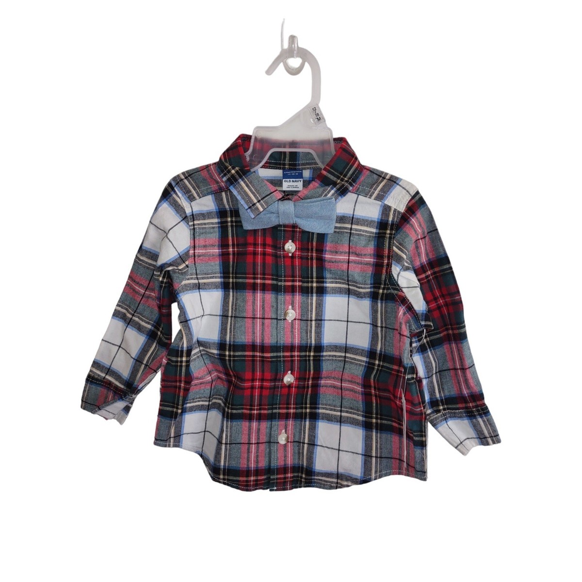 Old Navy Long-Sleeve Printed Poplin Shirt Bow-Tie Toddler Baby Boys New