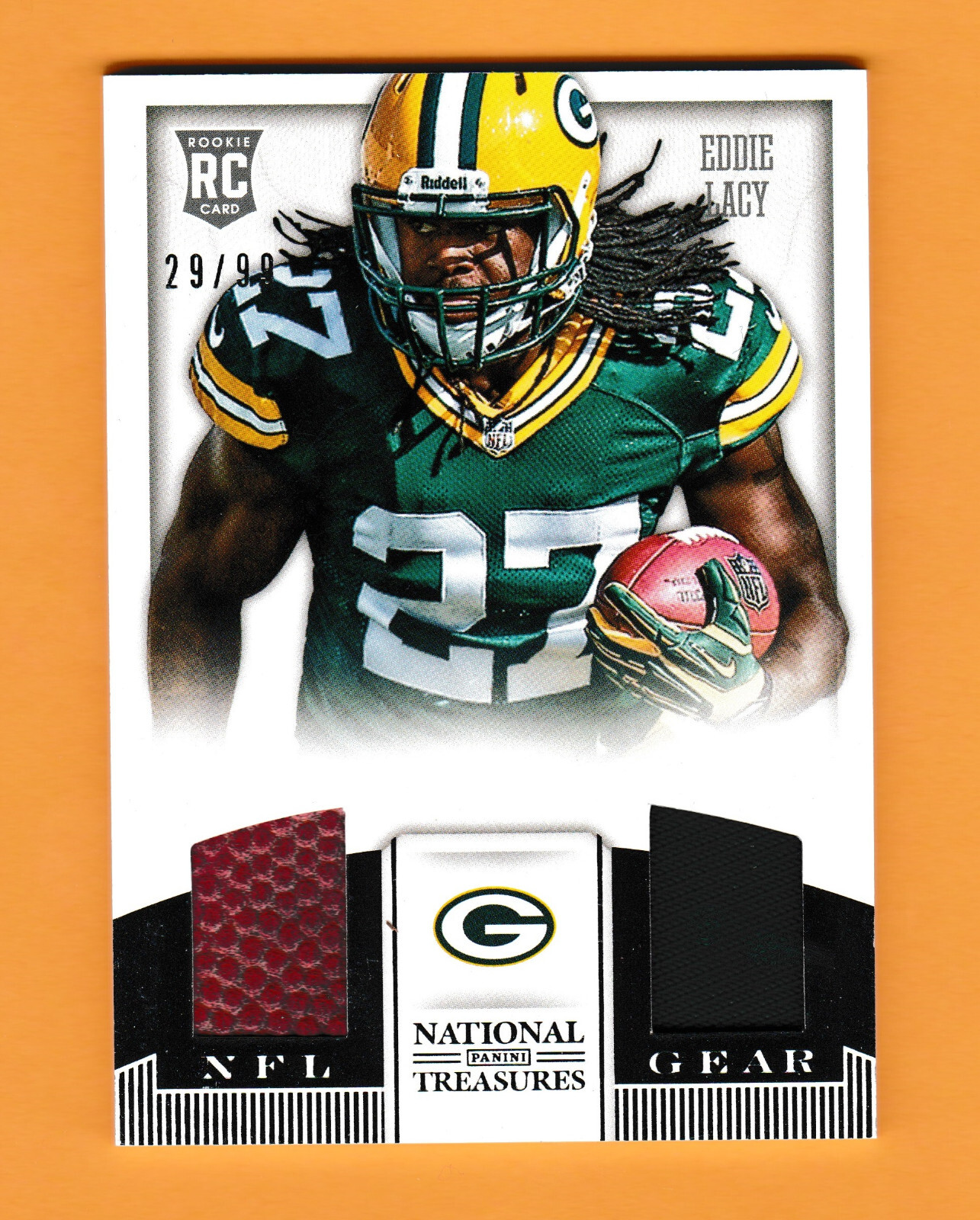 Eddie Lacy Panini National Treasures Rookie NFL Gear Dual Materials Signatures #8 Base