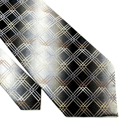 Pierre Cardin Silk Tie Woven Gray Geometric Classic