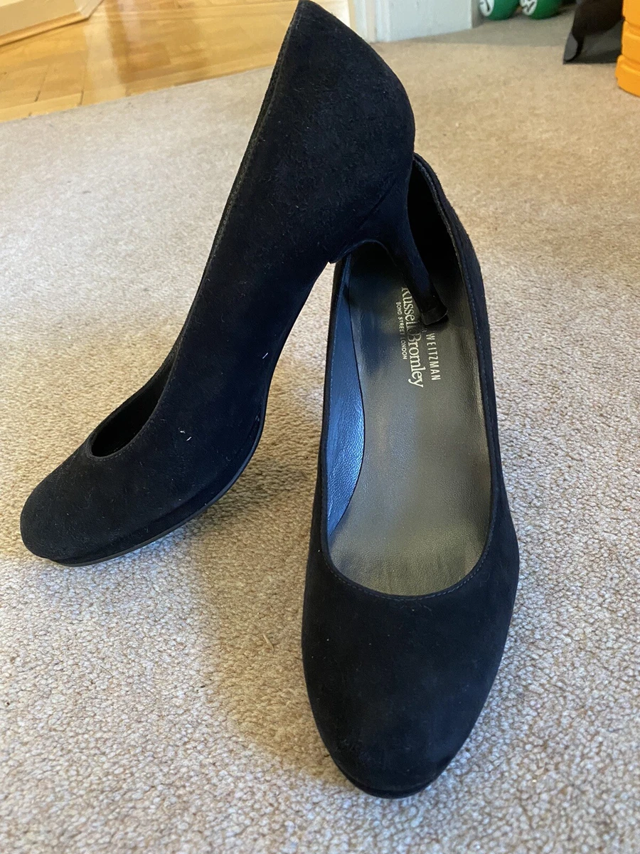 Stuart Weitzman Russell Bromley Black Suede Court Shoes Mid High