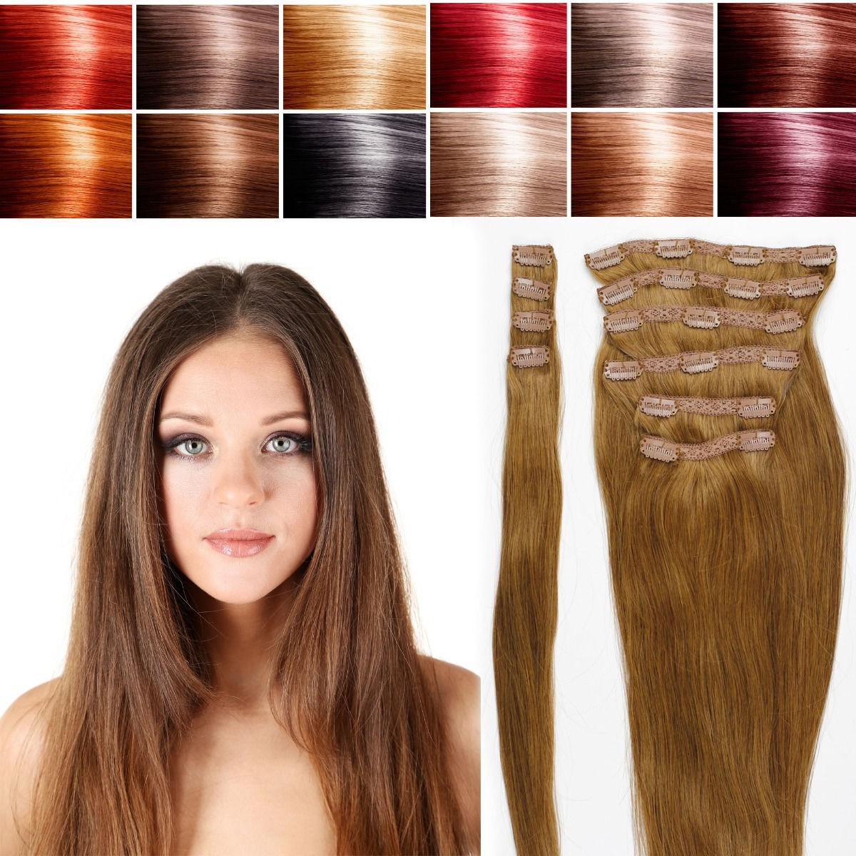 Extra Volume luxury Clip in Remy Human Hair Extensions Thick 