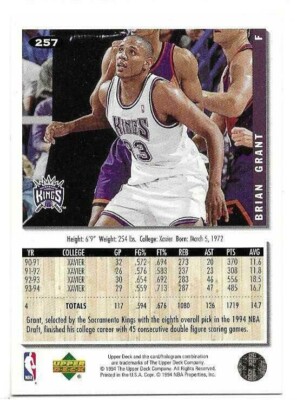 BRIAN GRANT 1994-95 COLLECTOR'S CHOICE ROOKIE CARD NM-MT CONDITION