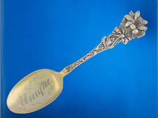 Sterling Silver BAKER MANCHESTER Souvenir Spoon UNIQUE art nouveau floral