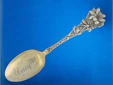 Sterling Silver BAKER MANCHESTER Souvenir Spoon UNIQUE art nouveau floral
