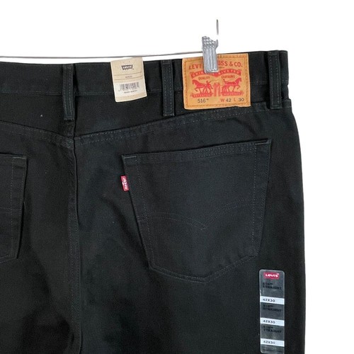 NEW Levis 516 Straight Jeans Mens 40x30 Black Denim 100% Cotton Dark Wash