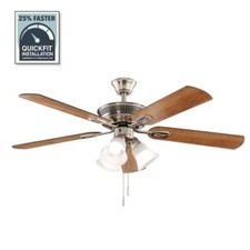Ceiling Fan Glendale III 52 in. LED Indoor Brushed Nickel Light and Pull Chains