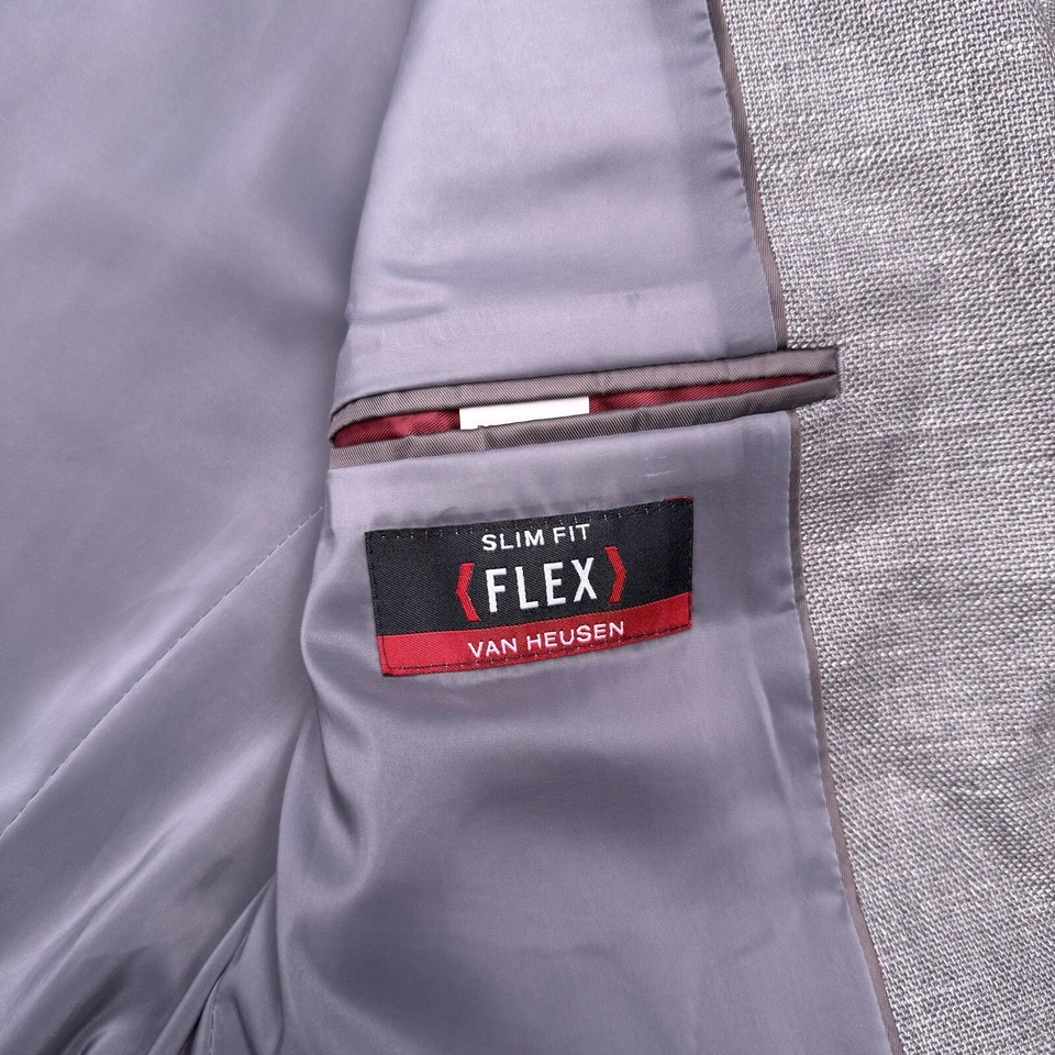 Van Heusen Flex Slim Fit Sport Coat 38 Short Gray Stretch Blazer - Image 4 of 4