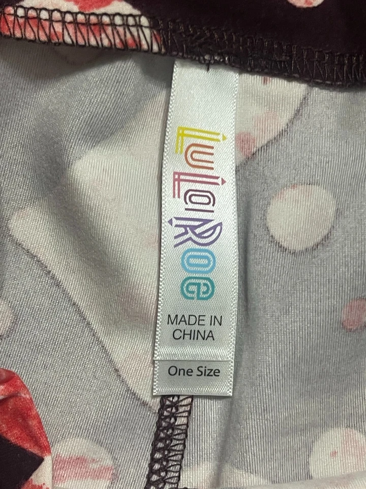 LuLaRoe Pants, Womens One Size, Red Pink, Heart, Pull On, Skinny, Leggings - Image 3 of 4