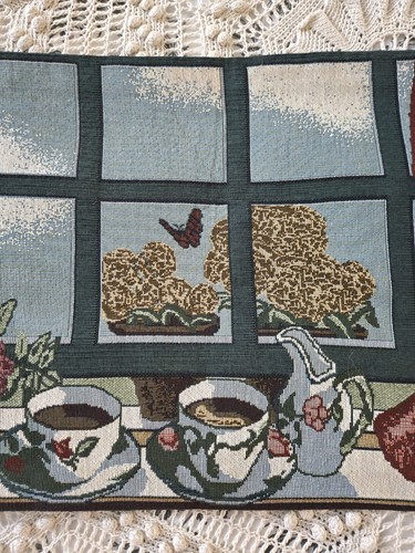 Vintage Katzenhaltung Uhr Italienisch Jacquard Gewebt Wandteppich Made in Italy RAR - Bild 10 von 12