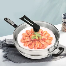 Nonstick Cooking Honeycomb Wok Pan w/Lid Stainless Steel Steamer Pot Gas Cooktop