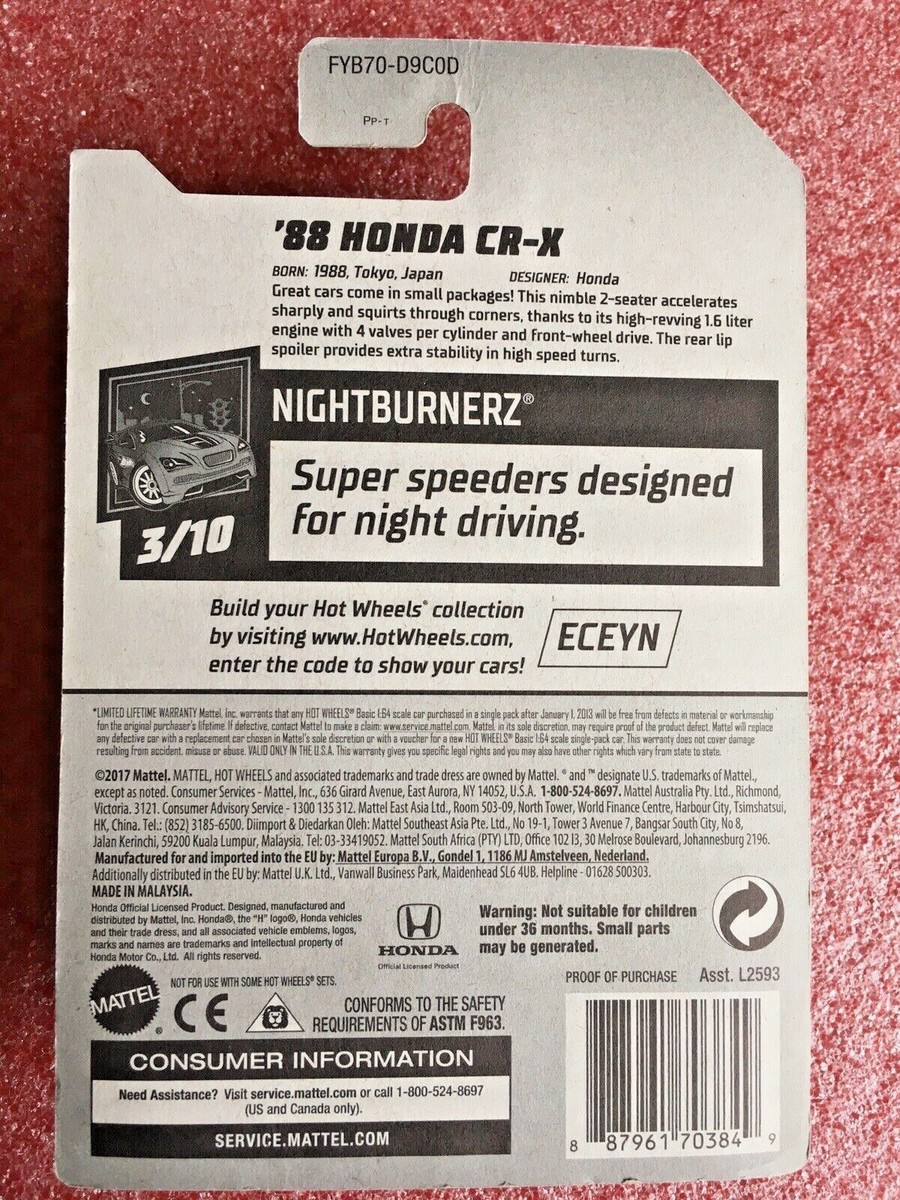 2019 Hot Wheels: '88 Honda CR-X 49/250 FYB70 Red (HW444) | eBay