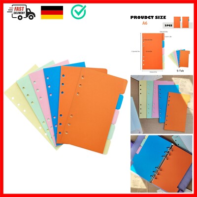 10 Blätter/2 Sets Ordner Trennblätter A6 6 Loch, Ordner Register A6 Index  Te...