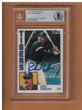 Kirk Gibson AUTOGRAPHED 1984 TOPPS TIFFANY BASEBALL CARD SIGNED BECKETT AUTH